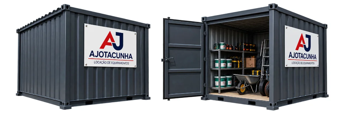 Container de canteiro da Ajotacunha, fechado e aberto